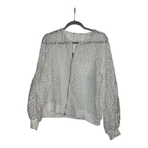 White zip up cut out cardigan, pre-loved condition
Size M women